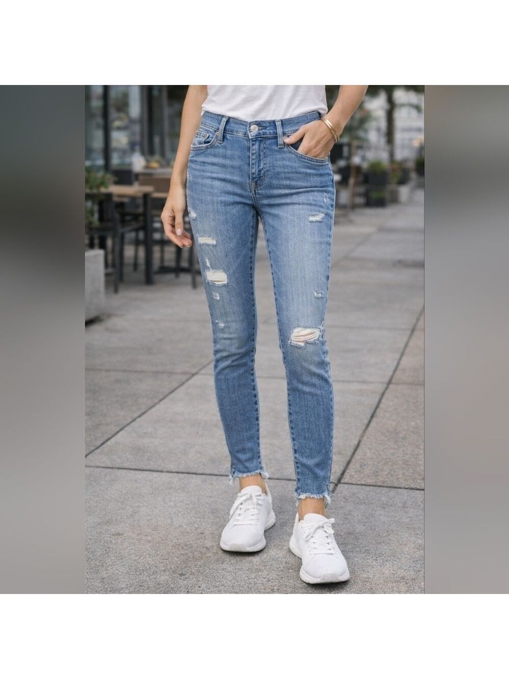 Polo Ralph Lauren Tompkins Skinny Jeans Distressed Light Blue Size 26